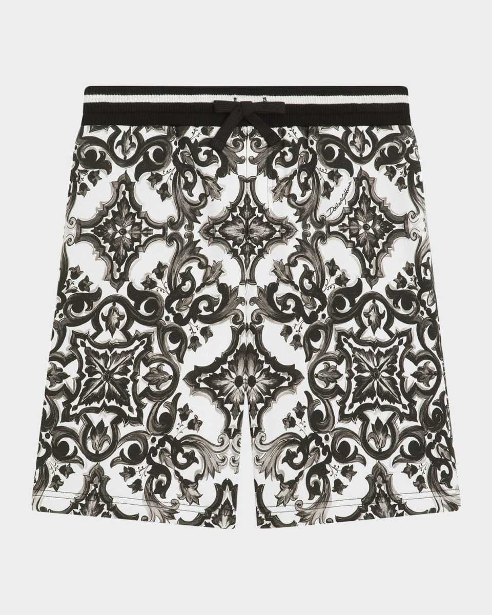 Boy's Maiolica-Print Shorts, Size 4-